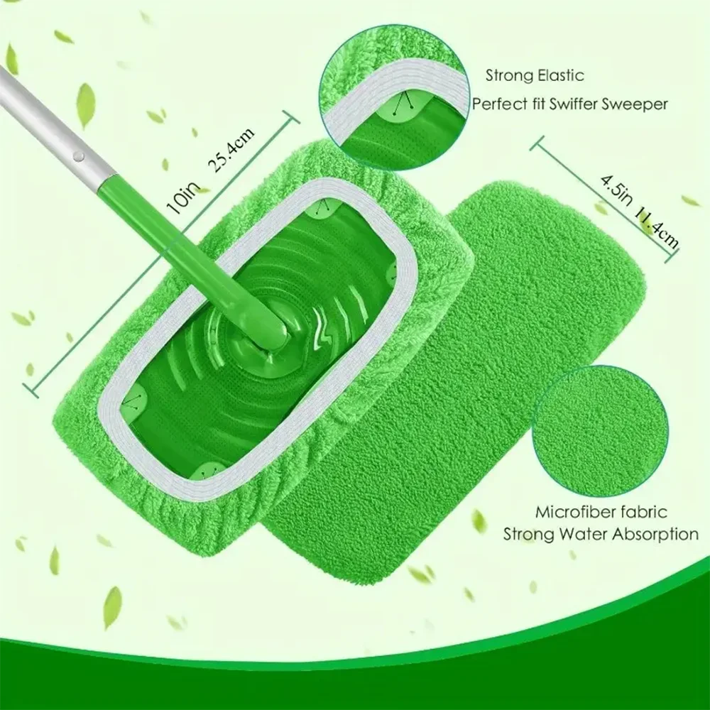 Reusable and Durable Mop Pads - Set of 6: Washable, Highly Absorbent
