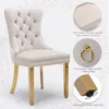 Velvet Upholstered Dining Chairs Set of 2, Nailhead Trim and Gold Plated Leg, Metal Pulling Ring, Modern Style Kitchen Chairs 4
