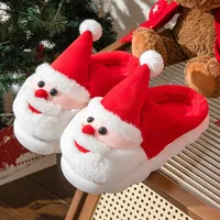 Creative Plush Christmas Skeleton Slippers Anti-slip TPR Warm Home Cotton Shoes Red Furry Cosplay Costumes Props Men