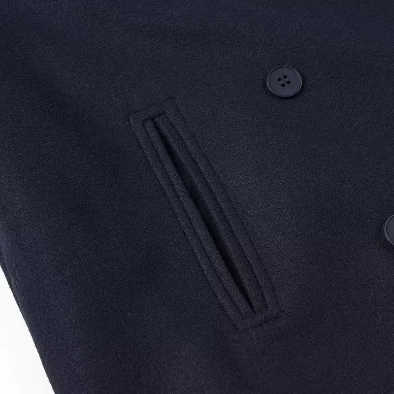 Autumn Winter Women Blazer Woolen Coats Casual Double Breasted Turn-Down Collar Female Short Jackets Lady Loose Outcoat Streetwe