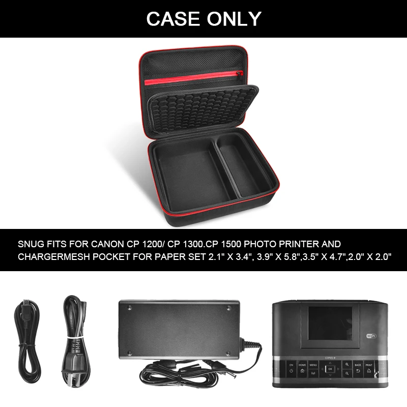 Case compatible with Canon SELPHY CP1300/ CP1200/ CP1500 Wireless Compact Photo Printer and Color Ink/Paper Set - Organizer bag 3