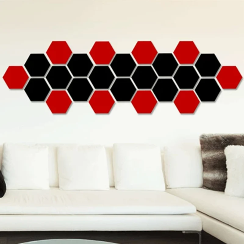 Wall Sticker Acrylic 12pcs 3D Mirror Ornaments Hexagon Adhesive Removable Mini Living Room Bedroom Art