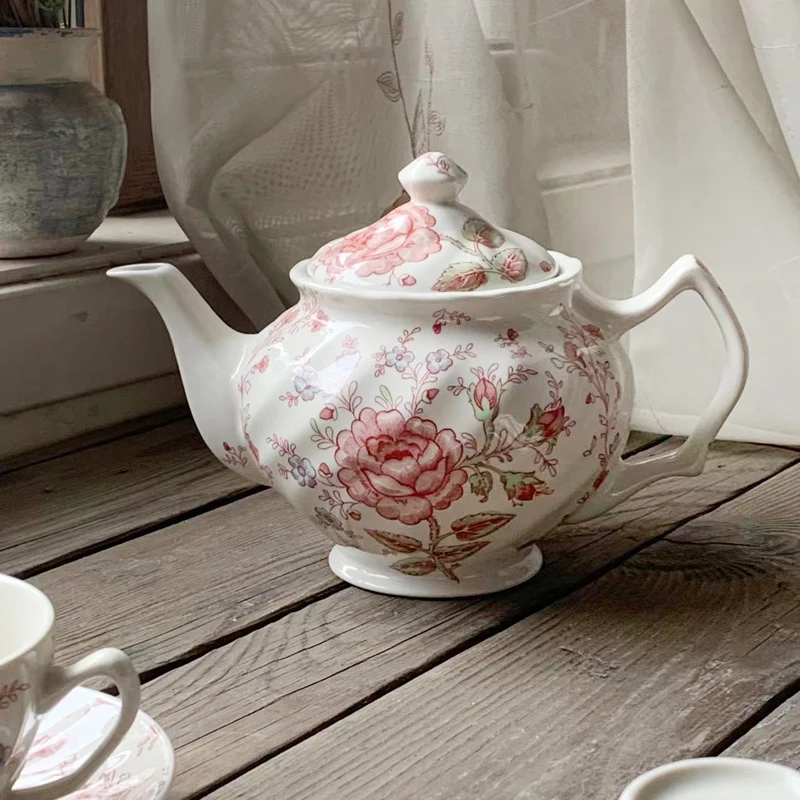 Creative Ceramic Plate Set French Retro Floral Relief Western Restaurant Dinner Plates Afternoon Tea Desktop Home Teacup Sets