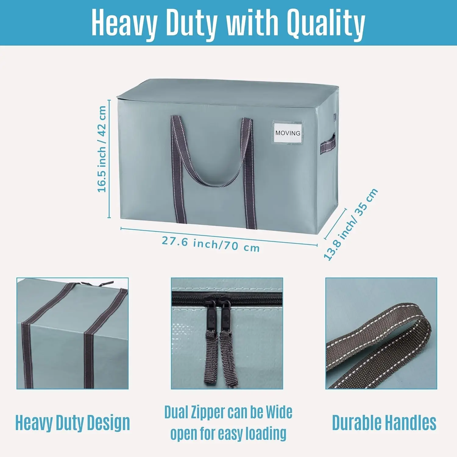 Moving Bags, Heavy Duty, Moving Boxes Alternative, Packing Storage Supplies for Dorm Room Essentials with Zipper for Clothes 4