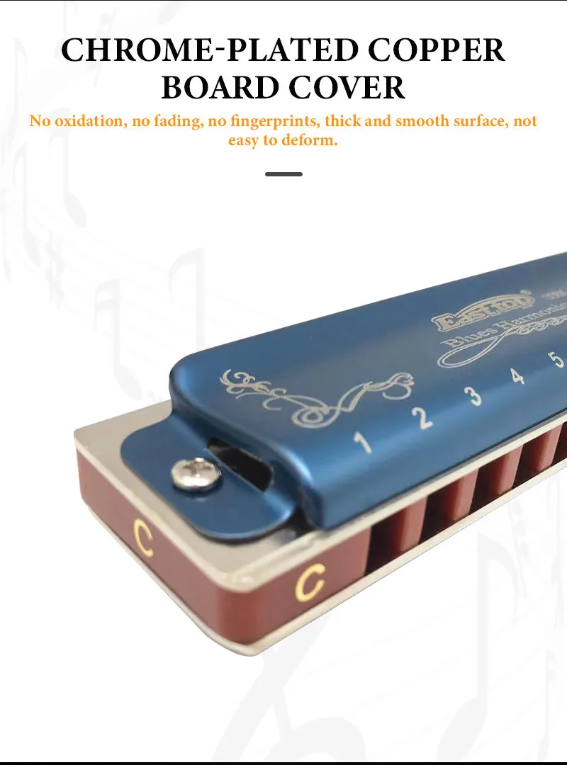Description Picture 3 of itemEASTTOP T008K-3 New Harmonica Brass Reedplates Phosphor Bronze Reeds Diatonic Blues Harp Good Harmonica