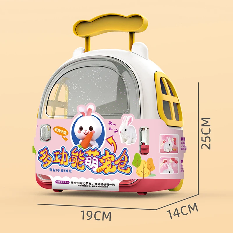 Pretend Play Electric Plush Animal Toys Pet Case Portable Suitcase Set Walking Sounds Early Education Toys Gift for Kids Girls 6
