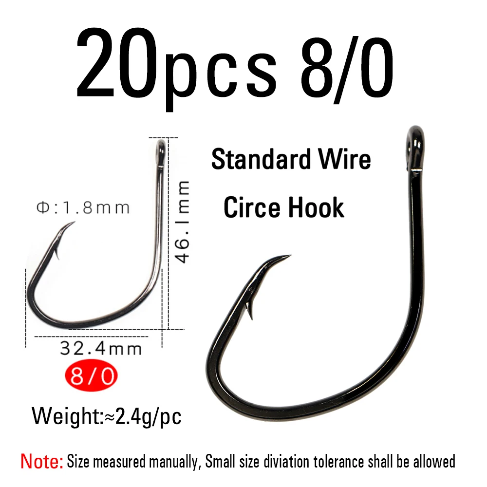 ICERIO Standard Wire Circle Hook Barbed Offset Saltwater Fishing