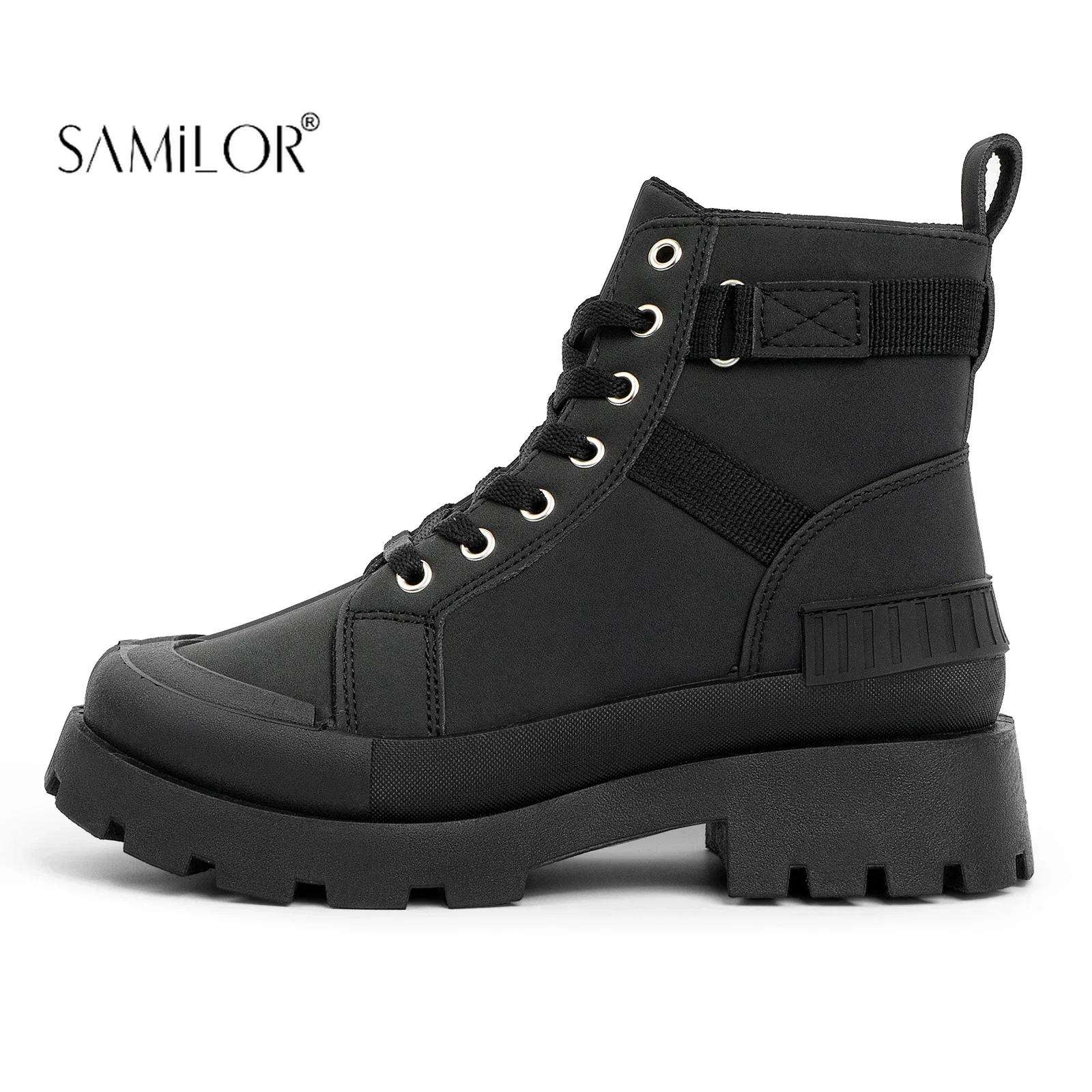 Samilor Women's Platform Ankle Boots Shoes Ladies Chunky Autumn Fashion Knight Short Booties Punk Thick Bottom Motorcycle Boots