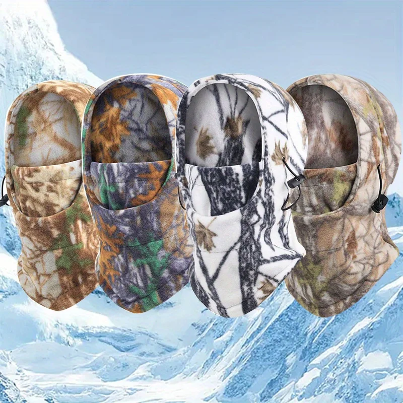 

4 styles Thicken Winter Warm Fleece Camouflage Cap Trekking Riding Ski Hunting Thermal Hat Wind-proof Mask