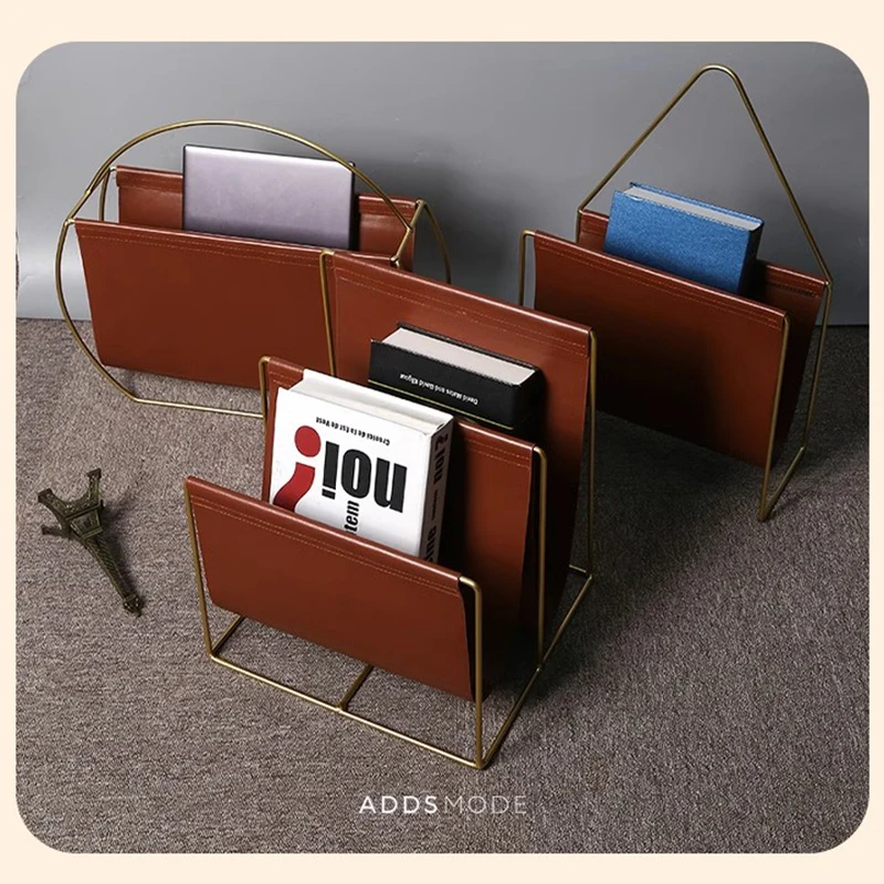 Iron Book Rack Small Storage Newspaper Holder Living Room American Style Magazine Stand Floor Organizer Bedside Home Decor FYMR
