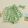 Newborn Girl St Patricks Day Bodysuits Outfit Long Sleeve Off shoulder Shamrock Print Romper with Hairband Baby Jumpsuits 4