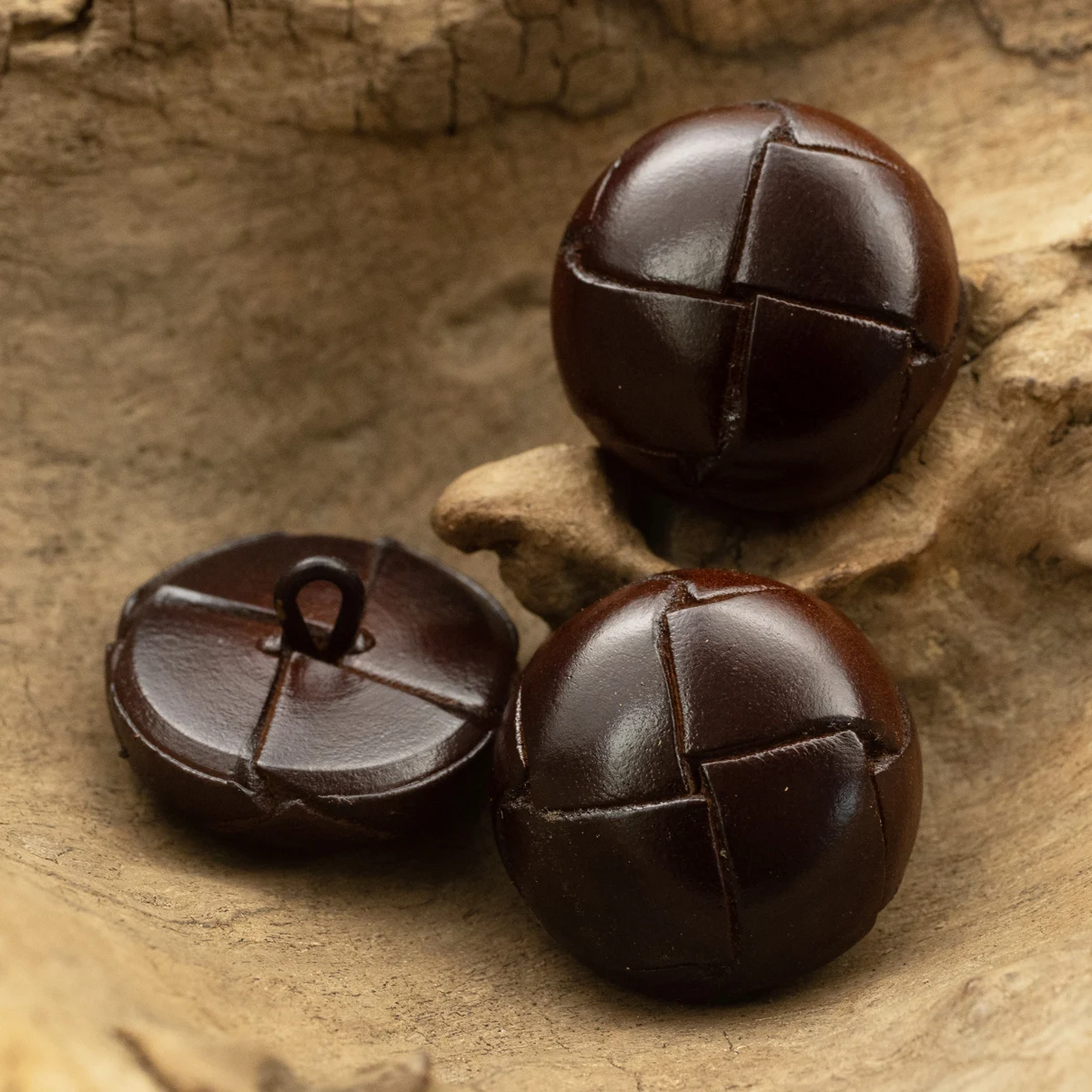 3pcs Vintage Genuine Leather Button Shank High Quality Hand Made Sewing