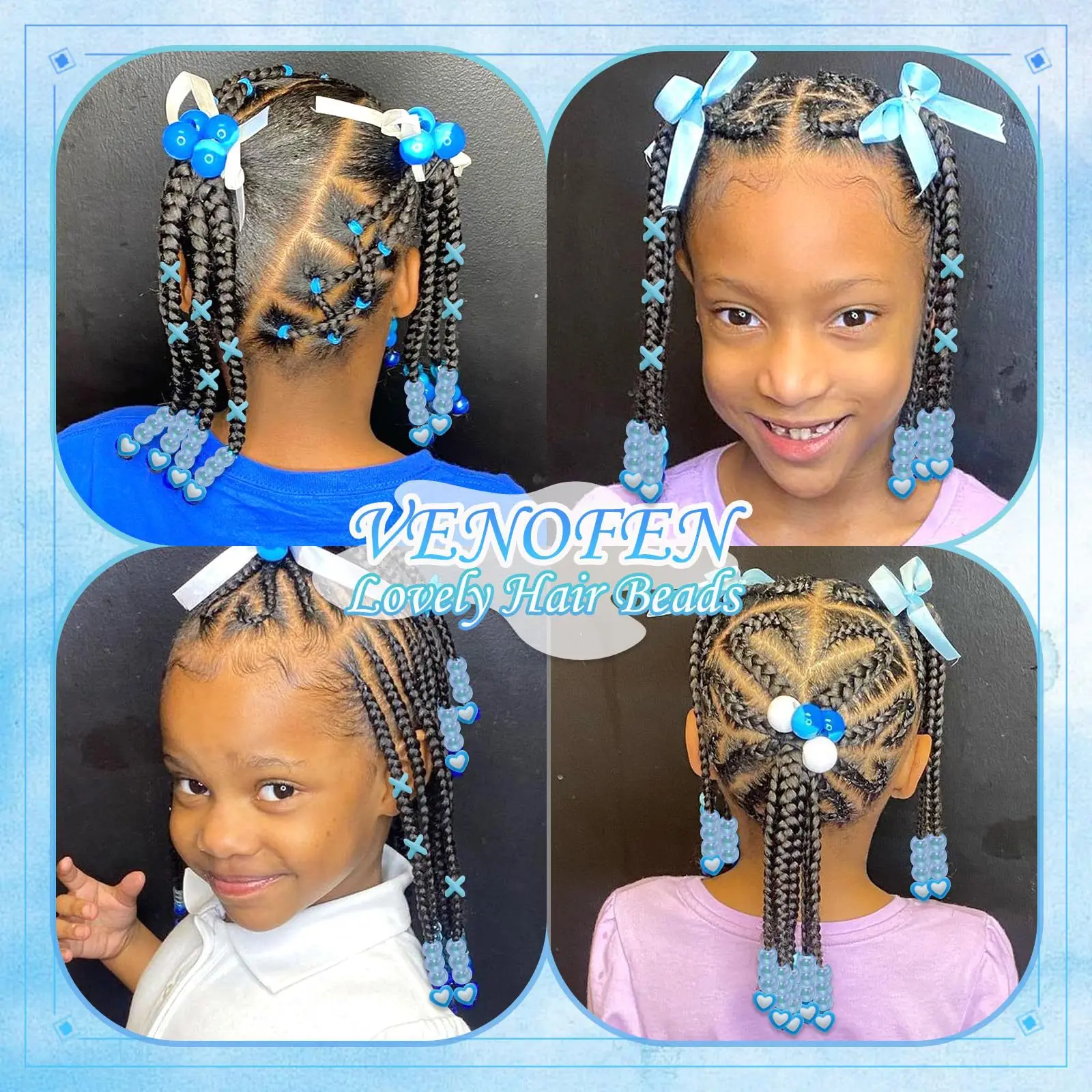 60개 아크릴 헤어 비즈 세트 DIY 헤어 액세서리 브레이딩 비즈 쥬얼리 만들기 키트 여성 소녀 헤어 장