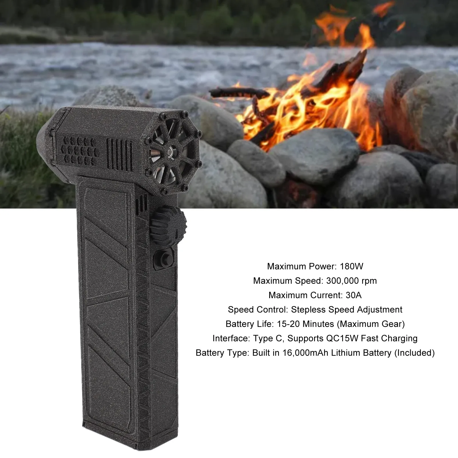 Dry Blower Air Blower Aluminum Alloy Electron 15W Quick Charging Stepless Speed Adjustment 30A 300000 RPM for Car