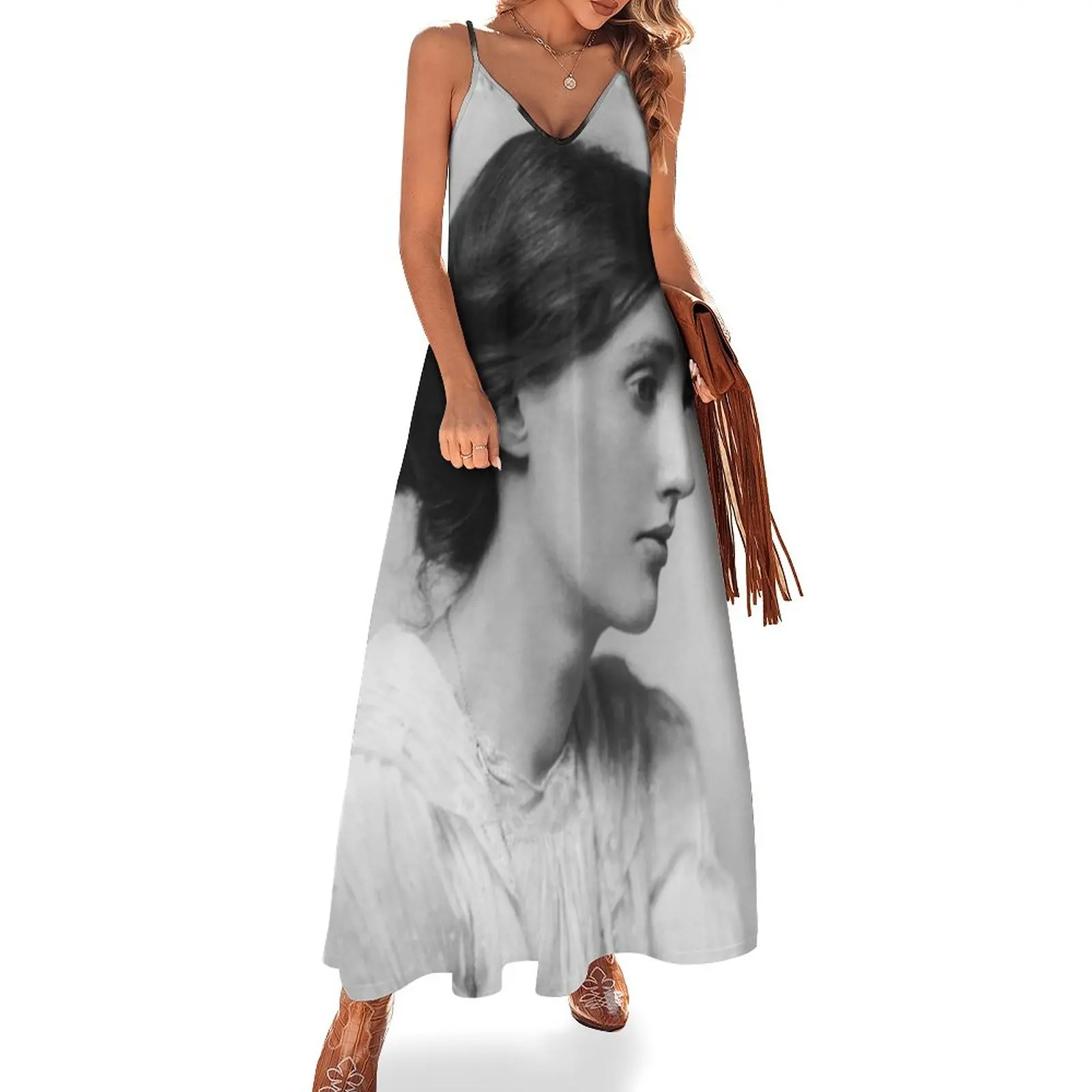 

Virginia Woolf Portrait Sleeveless Dress birthday dress festival outfit women summer woman dress 2023