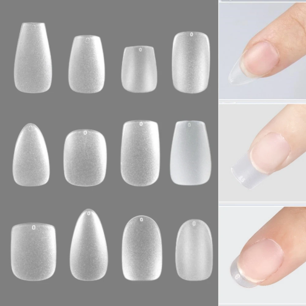 240pcsMatteXSShortRoundArtificialNailTipsAlmondFullCoverage