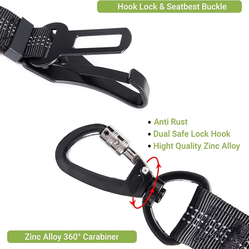 Dog Seat Belt Pet Seat Belt Bungee 2 In 1 Latch Bar Attachment Elastic Reflective Vehicle Travel