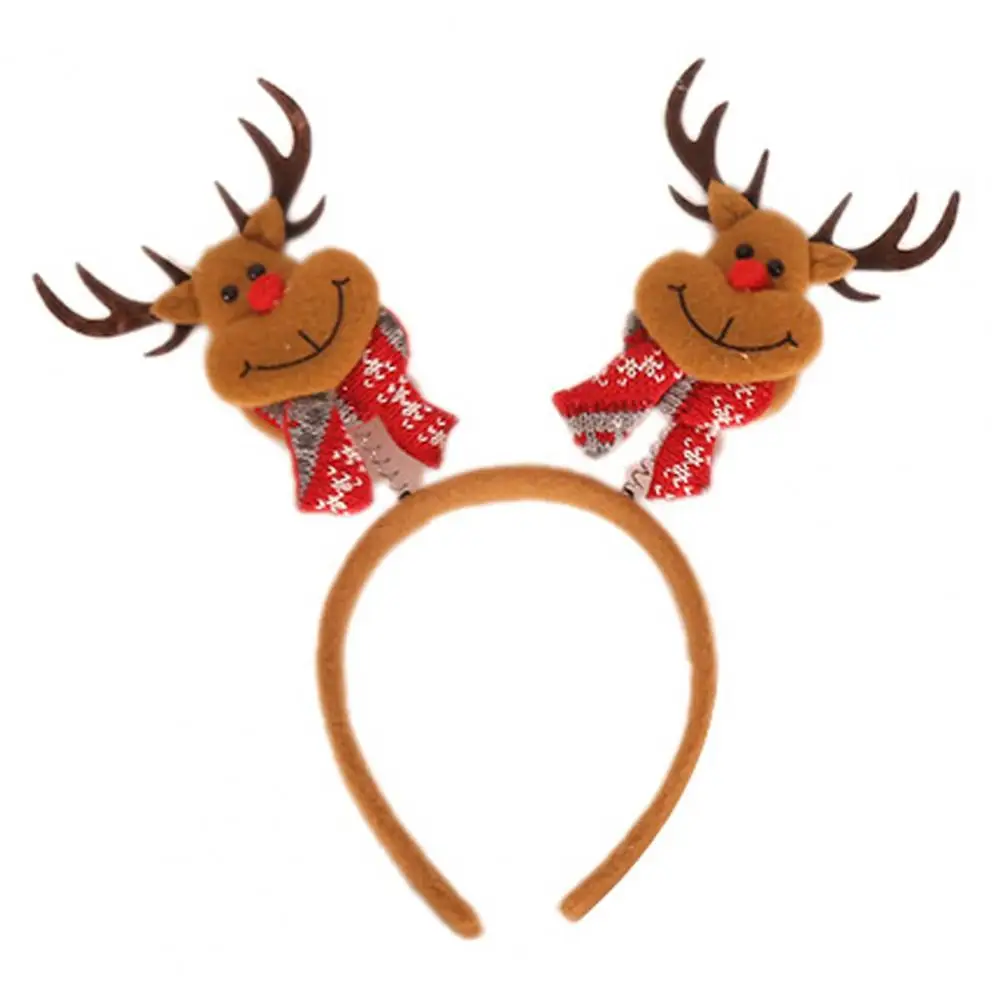 Christmas Headband Santa Claus Reindeer Snowman Bear Plaid Holiday Decoration Adults Kids Cute Xmas Hair Band Party Props