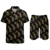 Golden Bitcoin Men Sets Blockchain Crypto Print Casual Shorts Beachwear Shirt Set Summer Funny Suit Short Sleeves Big Size 2