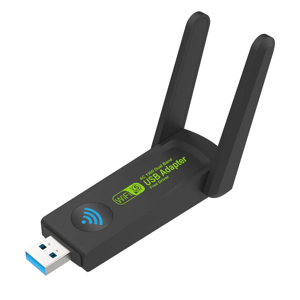 

1300Mbps 2.4G/5G Dual Band USB3.0 WiFi Adapter Wifi Dongle USB Network Card Free Driver with External High Gain Dual Antenna