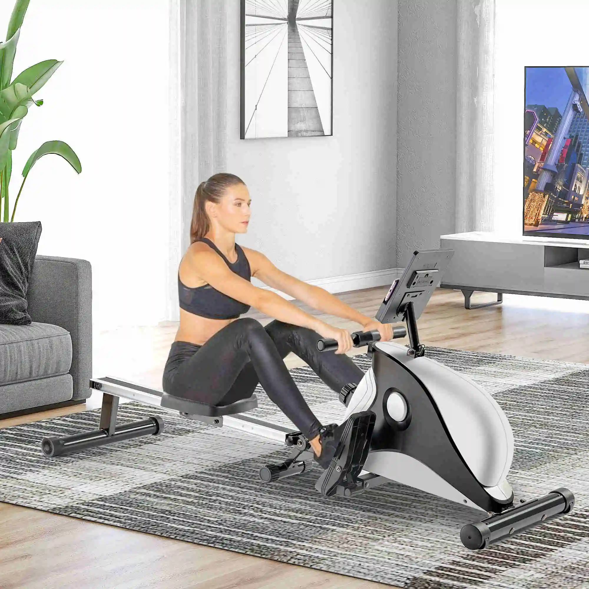 File Pieghevoli Per Interni Con Sistema Di Frenatura Magnetica, Monitor Lcd And8-Level Regolazione Della Resistenza Macchina Per Il Fitness (Senza Pad