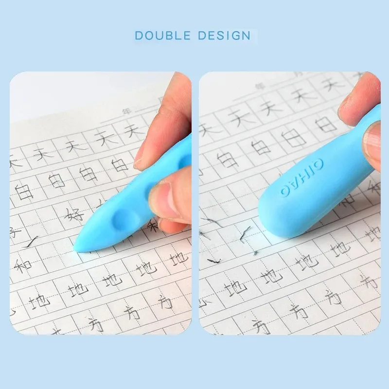 Creative Cartoon Soft Double Head Super Large Hole Cute Eraser Students Pencil Eraser plasticine eraser biscuit eraser kneadable eraser retractable eraser School Kawaii Stationery Supplies 3Pcs/Box