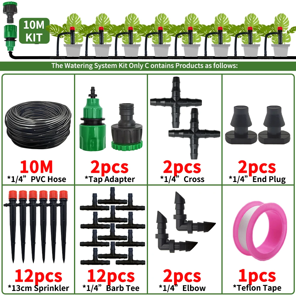 Automatic Garden Drip Irrigation System for Potted Plants & Greenhouses
