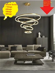 Modern Led Rings Pendant Lamp Circle Ceiling Hanging Chandelier Living /Dining Room /Staircase Lamp Home Lighting Fixture