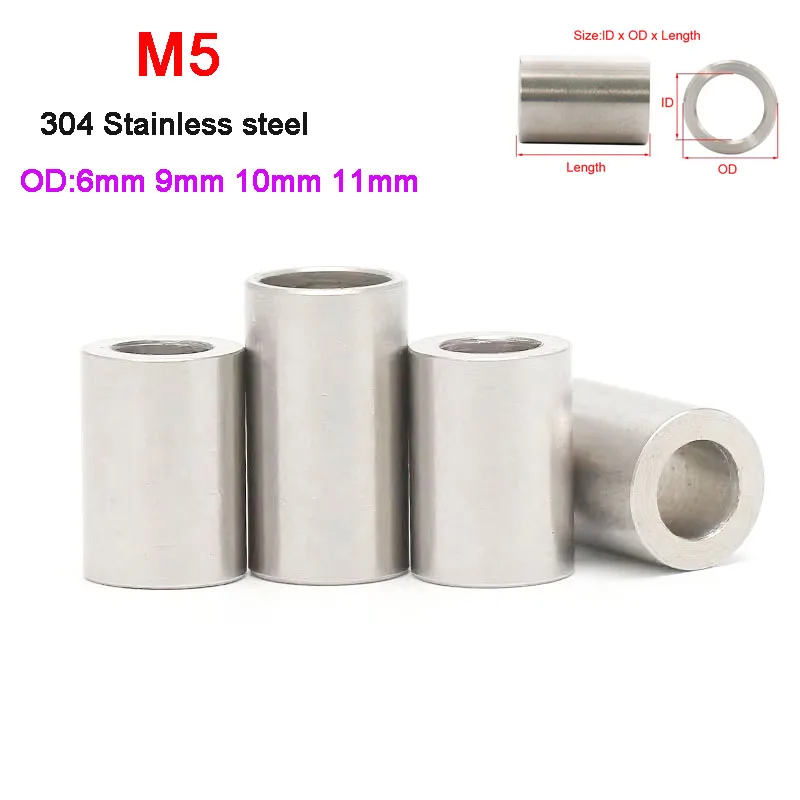 M5 304 Stainless Steel Bushing Length 1 1.5 2 2.5-50mm Washer Round ...
