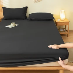 Luxurious Soft Cotton Fitted Sheet with Elastic Band - 200x220x30cm (Black)