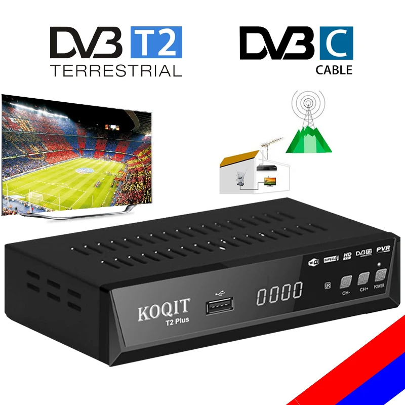 KOQIT T2Plus FTA цифровая тв приставка цифровой ТВ-приставка DVB-C DVB-T2 декодер DVB T2 ТВ-тюнер