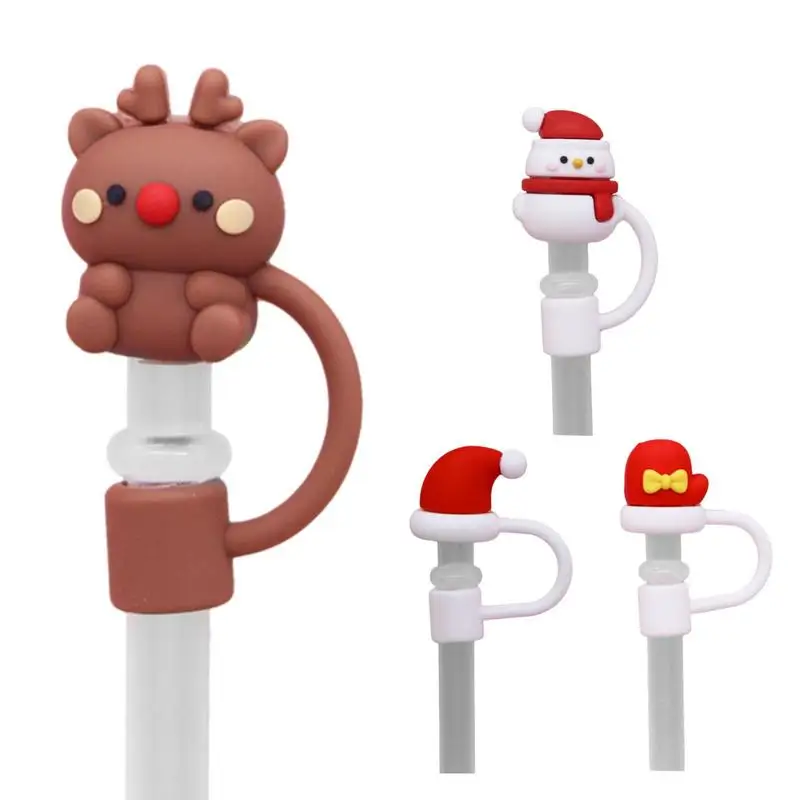 

Silicone Straw Cover Reusable Cartoon Silicone Straw Tips Drinking Dust CapSplash Proof Plugs Cover Creative Cup Accessories