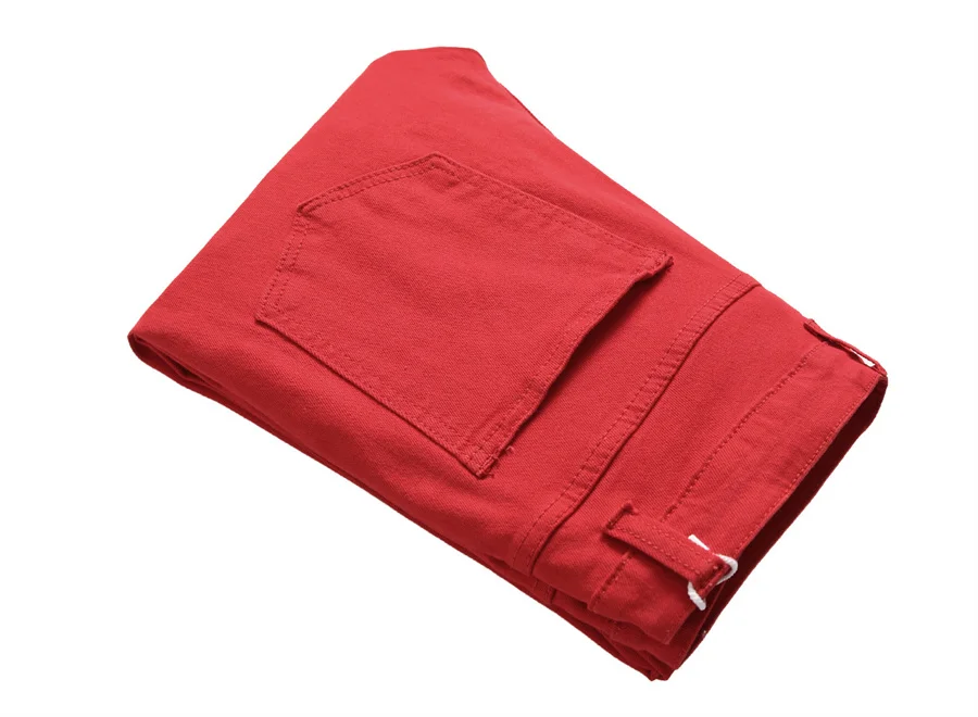 2025 New Men's Casual Jeans Trendy Red Hip Hop Holes Slim Denim Pants Ripped Trousers Versatile Stretch Distressed Pants Male 5