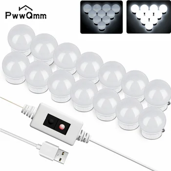 PwwQmm USB 5V 전구 조도 조절이 가능한 벽 램프 5V LED 메이크업 거울 화장대 조명 뷰티 램프 핸드 스윕 센서 화장품 조명, 화장품 조명