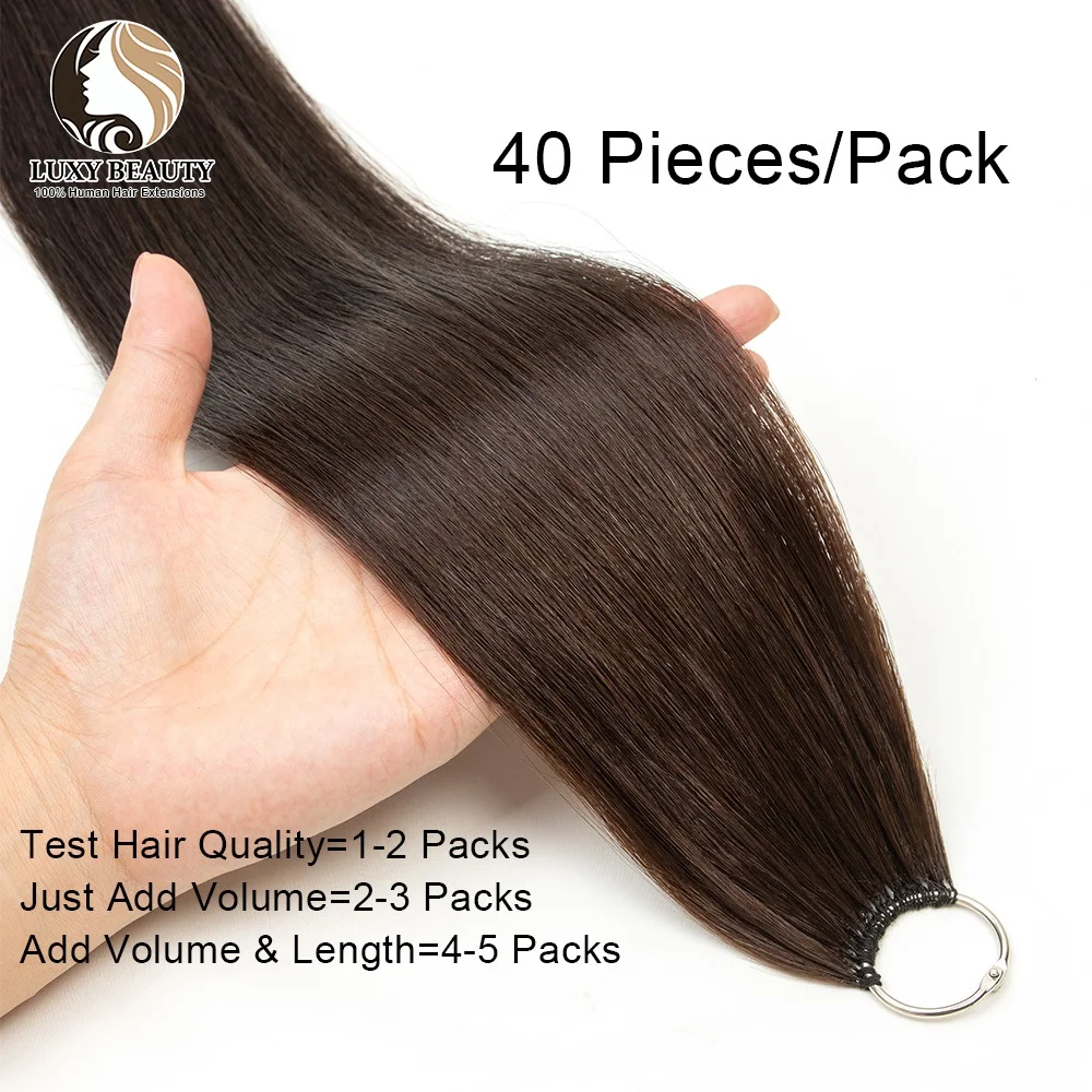 Invisible Micro Feather Human Hair Extensions Straight Real Virgin Human Hair Microloop Extensions For Women 40strands/pack