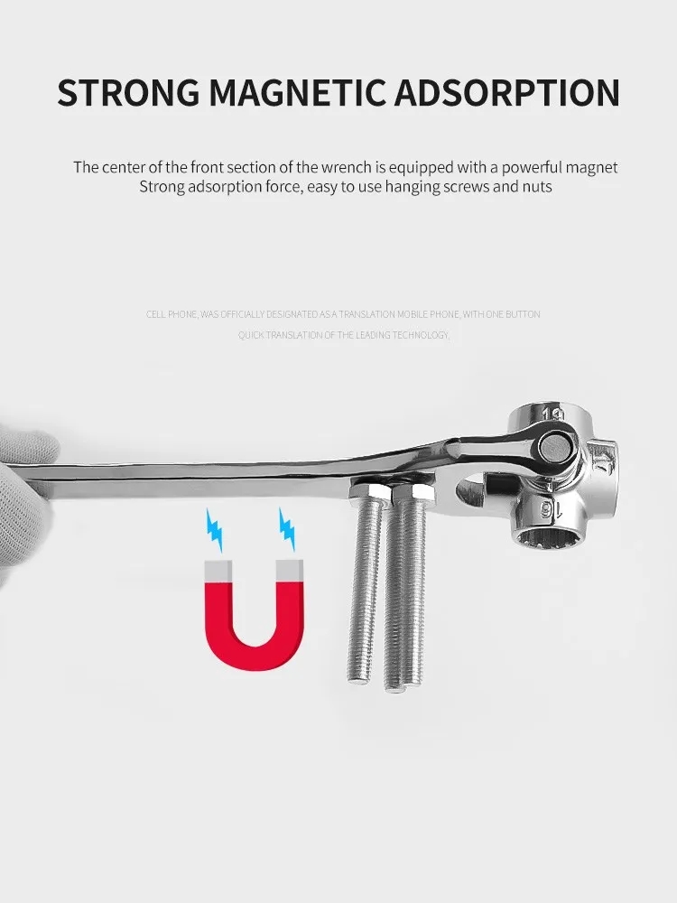 Ratchet Wrench Set Socket Wrench Set Multi Purpose Tool Universal Wrench 8 in 1 Tools Socket Works Universal Ratchet Spline Bolts Sleeve Rotation Hand Tools 360 Degree Tiger Wrench