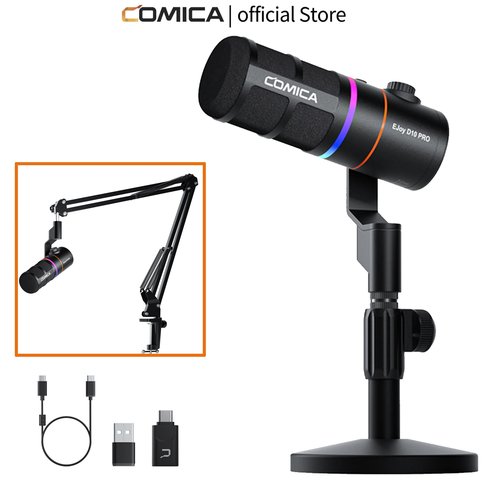 COMICA D10 PRO RGBカーディオイドUSB/XLRダイナミックワイヤレス