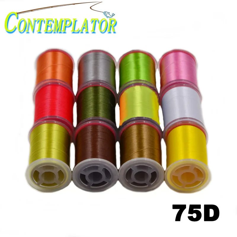 12pcs 12 색 모듬 된 75Denier Fly 건식 습식 파리 용 스레드 260 야드/스풀 나일론 Finesse Threads Lures Tying Materials 