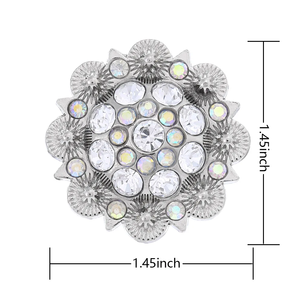 Colorful Rhinestone Conchos Buckle Metal Flower Crystal Leather Bag Belt Decorative Buttons Screw Back Leathercraft Accessories