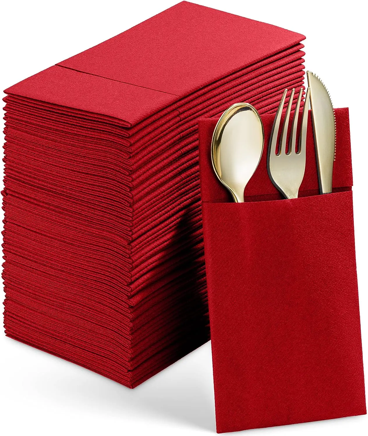 50PCS Disposable Linen-Feel Dinner Napkins with Built-in Flatware Pocket Prefolded Cloth Like Paper Napkins For Wedding Party disposable paper napkins