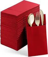 50PCS Disposable Linen-Feel Dinner Napkins with Built-in Flatware Pocket ,Prefolded Cloth Like Paper Napkins For Wedding Party 2