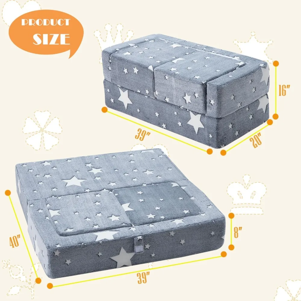 3-in-1 Modular Foam Armchair Play Set, Grow in The Dark Star, Children's Sofas 2