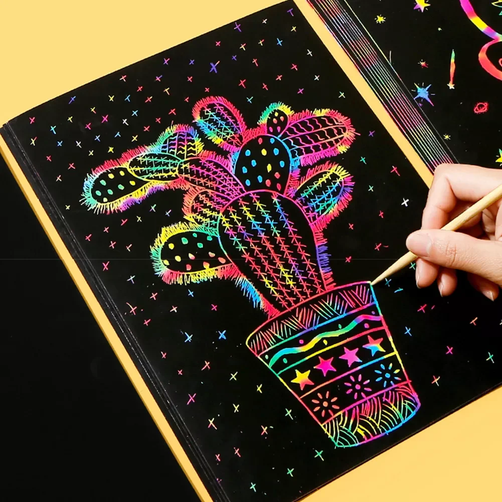 25.8x18cm Scratch Art Rainbow Scratch Paper Arts And Crafts For Kids Black  Magic Scratch Art Notes Paper Boards - AliExpress