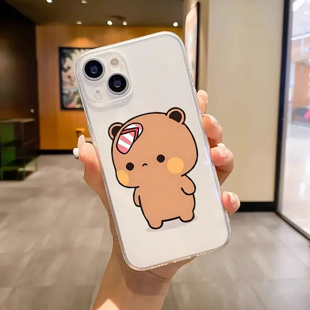 Adorable Cartoon Panda Couple Clear Soft Phone Case Cover