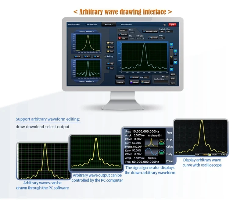 60Mhz 80Mhz Function Arbitrary Waveform Generator Dual Channel Signal Source 275