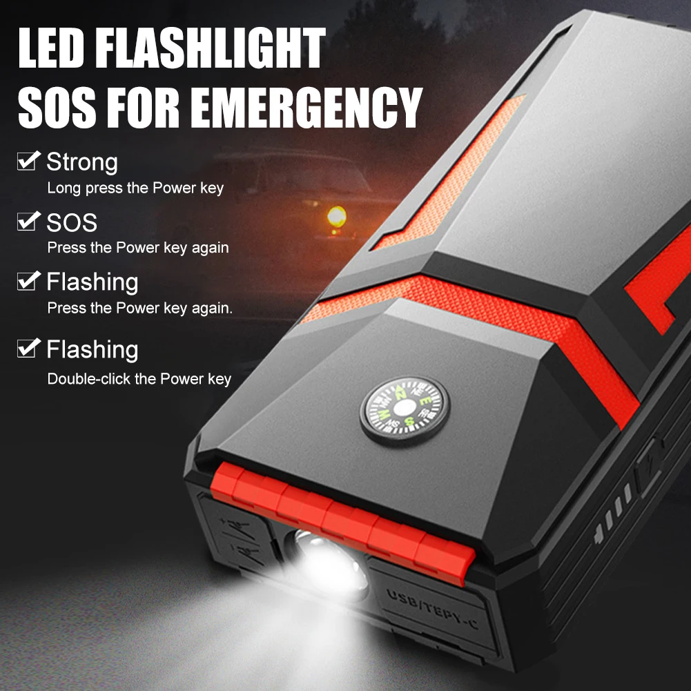 Car Battery Jump Starter 30000mAh Portable Power Bank Battery Booster With LED Flashlight Emergency Starter For Gasoline Diesel car jump starter