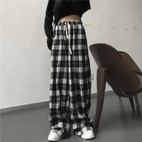 Oversize Women Sweatpants Fashion Black Plaid Casual Pants Baggy Elastic Waist Pockets Student Unisex Hip Hop.jpg