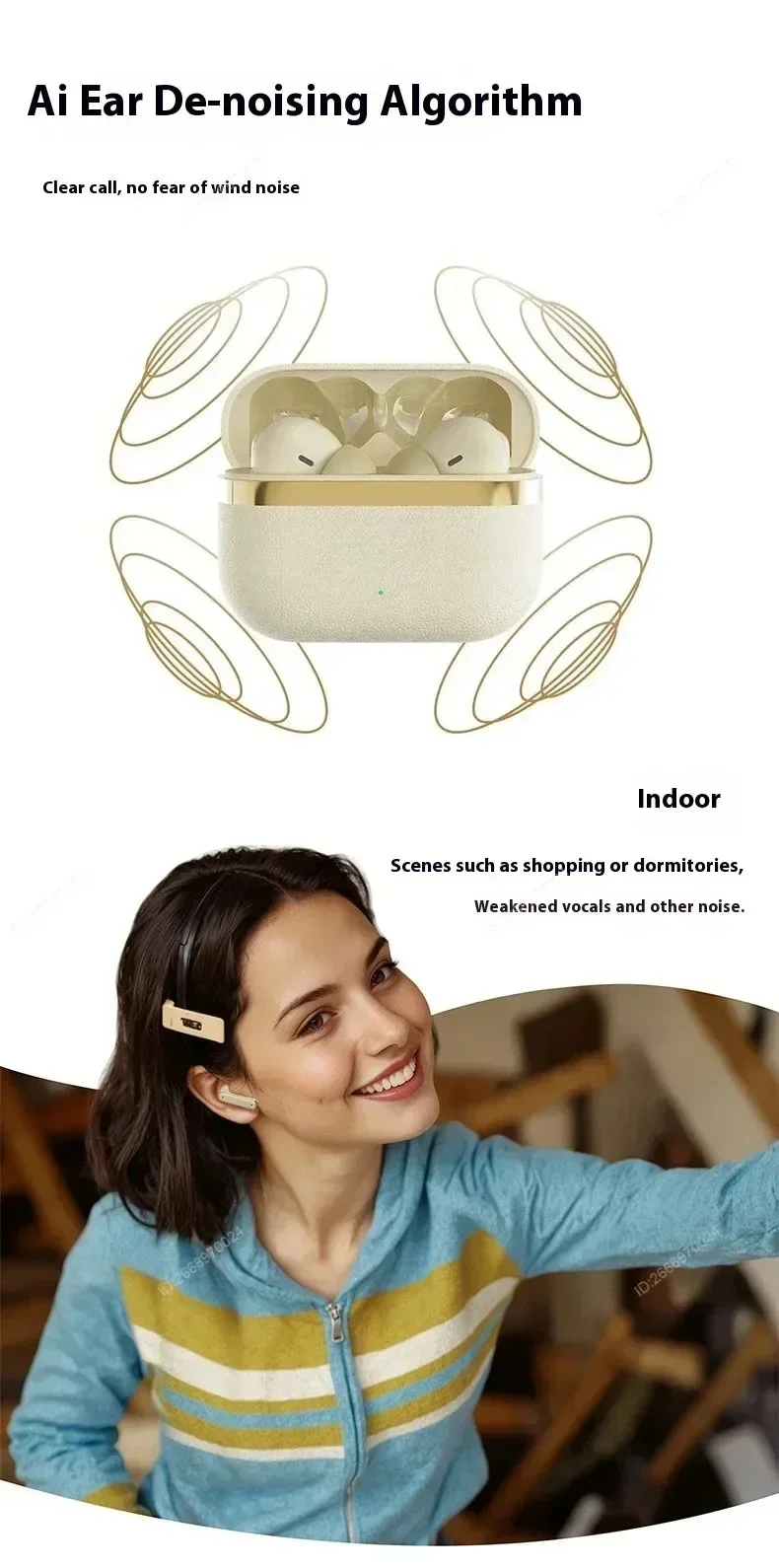 In-ear Bluetooth Earbuds With Leather Texture And Touch Control_voghion.com