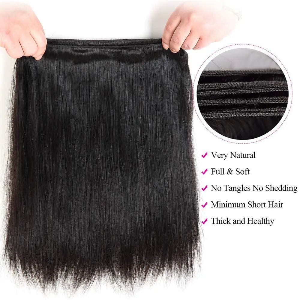 Straight Human Hair Bundles 20 22 Inches 100% Virgin Human Hair Bundles Hair Extensions Weave Hair Human Bundles Natural Black