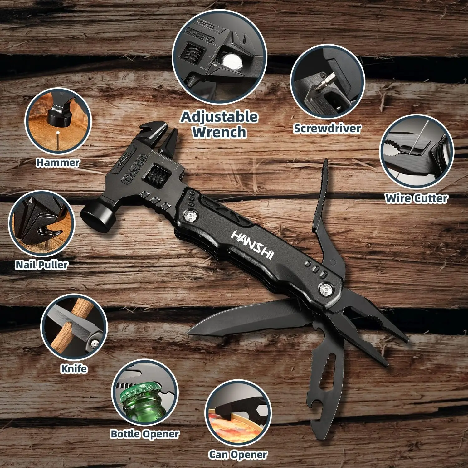 Multi Functional Adjustable Open-end Wrench Combination Universal Folding Pliers EDC Tool 2